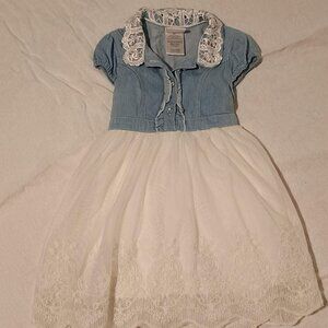 Nanette / Denim & Tulle Dress / Kids / 3T / Blue Pink / Short Sleeve Layered Ski